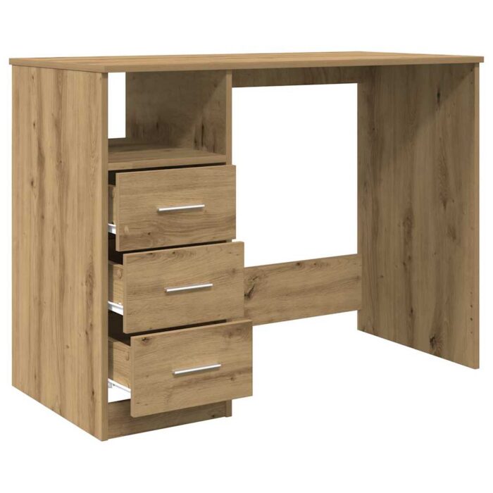 Bureau chêne artisanal 102x76x50 cm bois d'ingénierie – Image 7