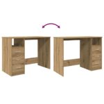 Bureau chêne artisanal 102x76x50 cm bois d'ingénierie – Image 8