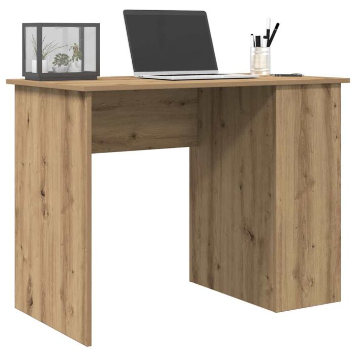 Bureau chêne artisanal 100x55x75 cm bois d'ingénierie – Image 1