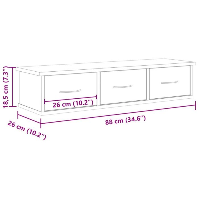 Armoire murale chêne artisanal 88x26x18,5 cm bois d'ingénierie – Image 8