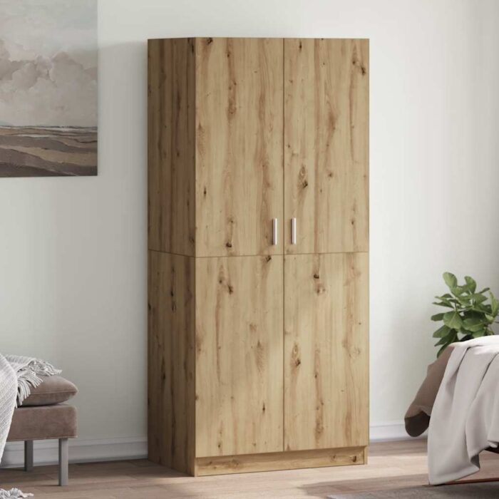 Armoire en chêne artisanal 90 x 52 x 200 cm bois d'ingénierie – Image 1