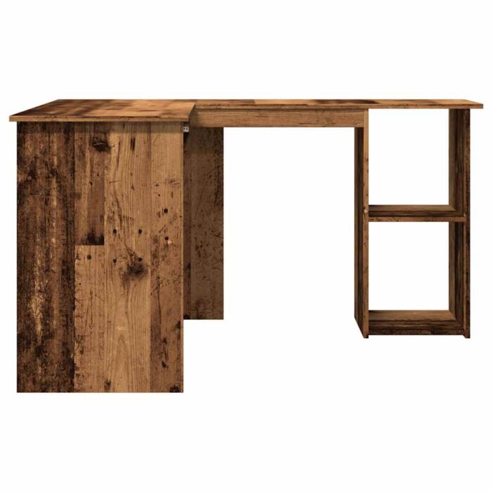 Bureau d'angle vieux bois 120x140x75 cm bois d'ingénierie – Image 2