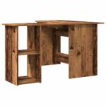 Bureau d'angle vieux bois 120x140x75 cm bois d'ingénierie – Image 4