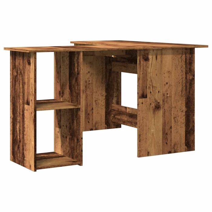 Bureau d'angle vieux bois 120x140x75 cm bois d'ingénierie – Image 4