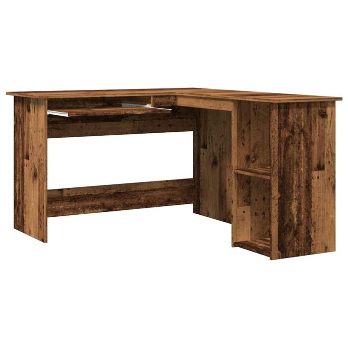 Bureau d'angle vieux bois 120x140x75 cm bois d'ingénierie – Image 5