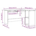 Bureau d'angle vieux bois 120x140x75 cm bois d'ingénierie – Image 8
