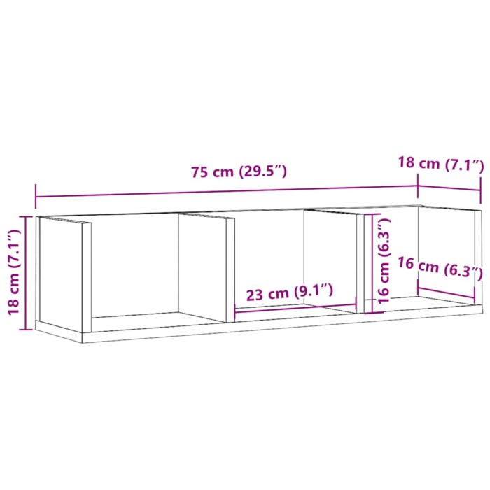 Étagère murale à CD vieux bois 75x18x18 cm bois d'ingénierie – Image 7