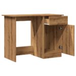 Bureau chêne artisanal 100x50x76 cm bois d'ingénierie – Image 3
