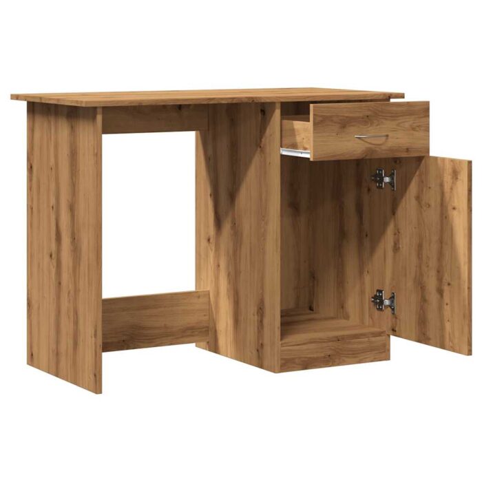 Bureau chêne artisanal 100x50x76 cm bois d'ingénierie – Image 3