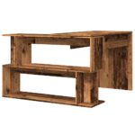 Bureau d'angle vieux bois 200,5x50x76 cm bois d'ingénierie – Image 4