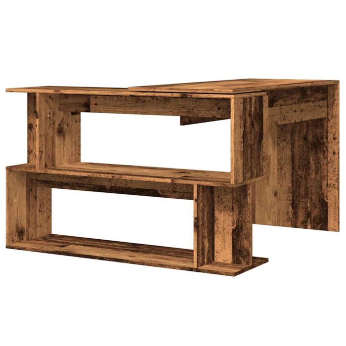 Bureau d'angle vieux bois 200,5x50x76 cm bois d'ingénierie – Image 4