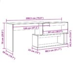 Bureau d'angle vieux bois 200,5x50x76 cm bois d'ingénierie – Image 8