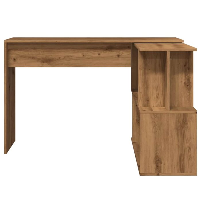 Bureau d'angle chêne artisanal 200,5x50x76 cm bois d'ingénierie – Image 2