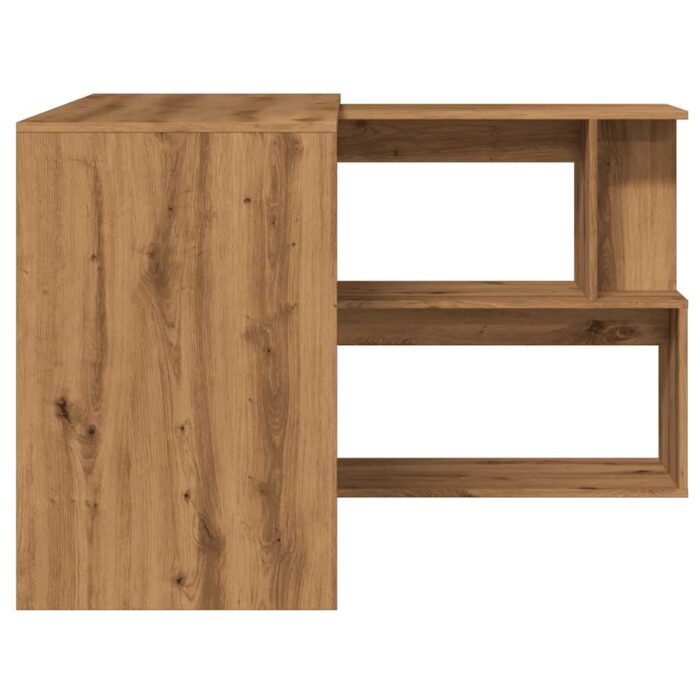 Bureau d'angle chêne artisanal 200,5x50x76 cm bois d'ingénierie – Image 3