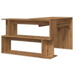 Bureau d'angle chêne artisanal 200,5x50x76 cm bois d'ingénierie – Image 4