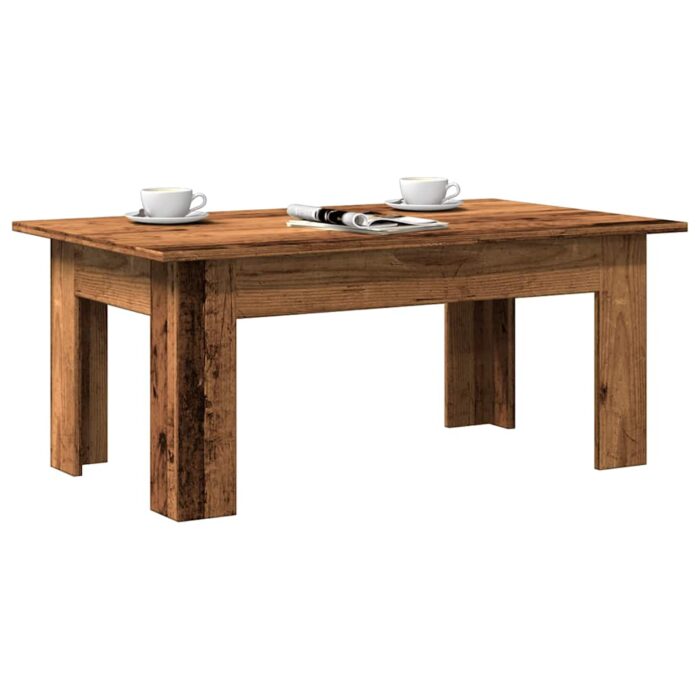 Table basse vieux bois 100x60x42 cm bois d'ingénierie – Image 1