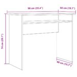 Bureau chêne artisanal 90x50x74 cm bois d'ingénierie – Image 7