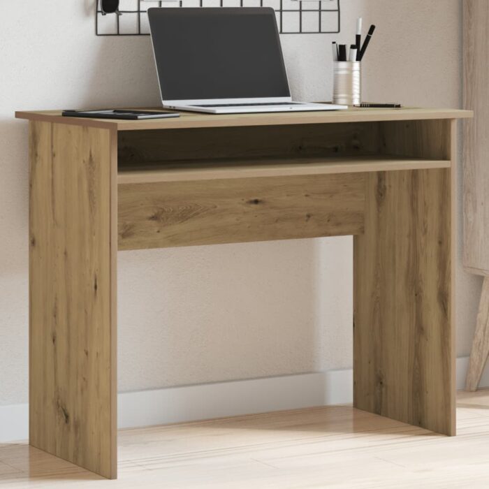 Bureau chêne artisanal 90x50x74 cm bois d'ingénierie – Image 1
