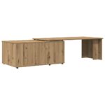 Table basse chêne artisanal 150x50x35 cm bois d'ingénierie – Image 4