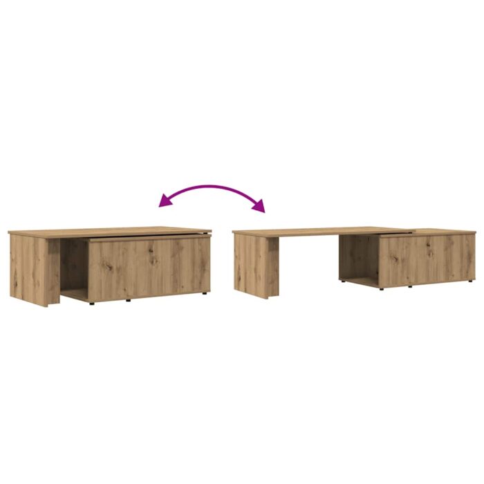 Table basse chêne artisanal 150x50x35 cm bois d'ingénierie – Image 7