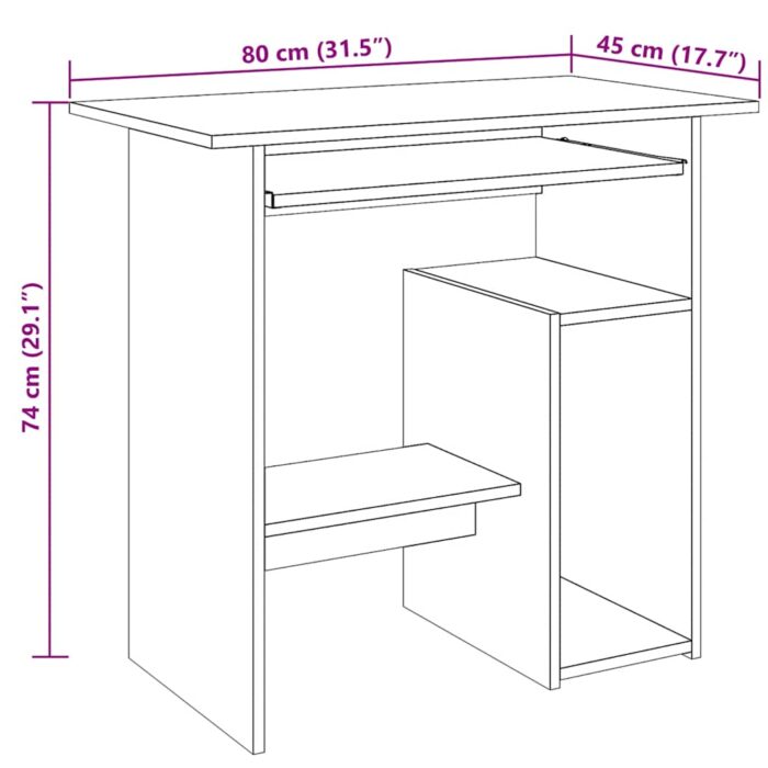 Bureau vieux bois 80x45x74 cm bois d'ingénierie – Image 8