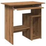 Bureau chêne artisanal 80x45x74 cm bois d'ingénierie – Image 5