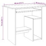 Bureau chêne artisanal 80x45x74 cm bois d'ingénierie – Image 8