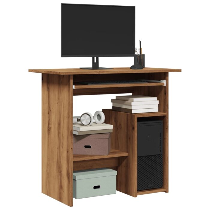 Bureau chêne artisanal 80x45x74 cm bois d'ingénierie – Image 1