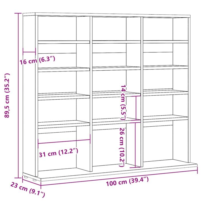 Armoire à CD vieux bois 100x23x89,5 cm bois d'ingénierie – Image 7