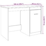 Bureau chêne artisanal 100x50x76 cm bois d'ingénierie – Image 9