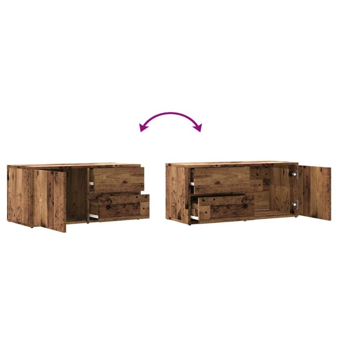 Meuble TV vieux bois 80x34x35,5 cm bois d'ingénierie – Image 8