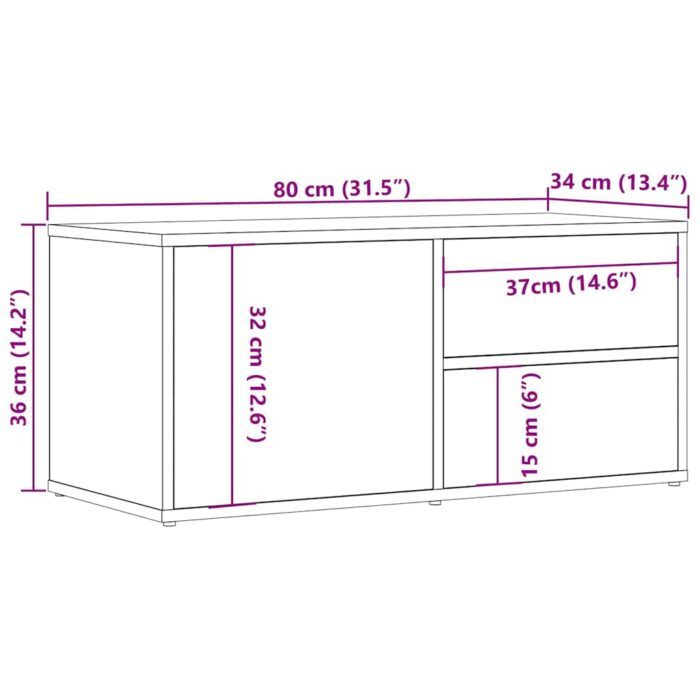 Meuble TV vieux bois 80x34x35,5 cm bois d'ingénierie – Image 9