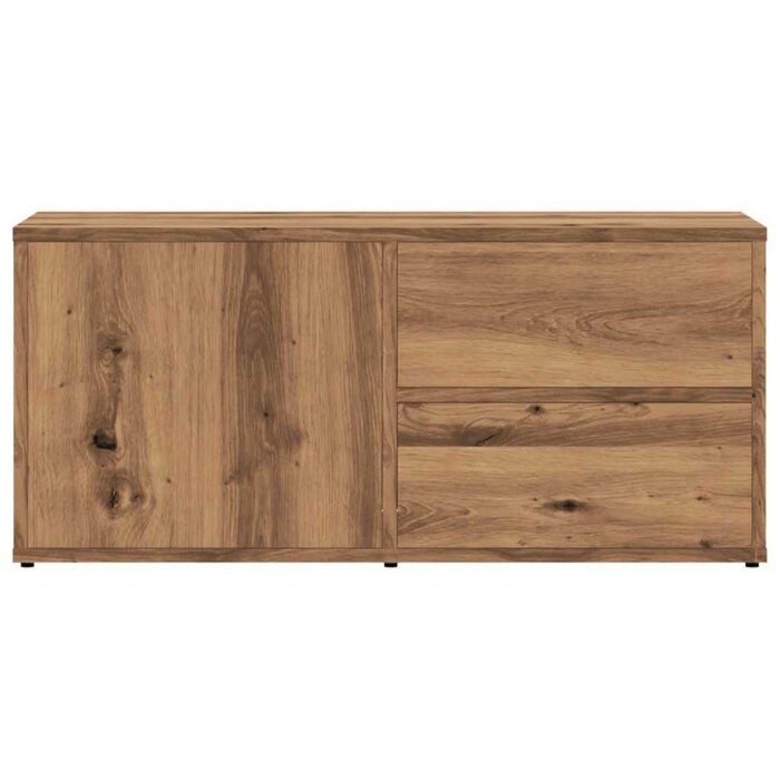 Meuble TV chêne artisanal 80x34x35,5 cm bois d'ingénierie – Image 2