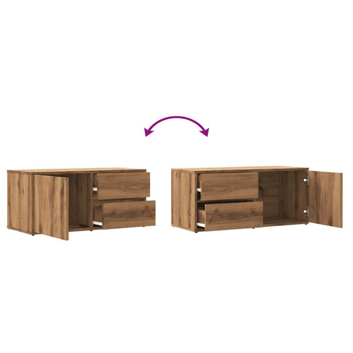 Meuble TV chêne artisanal 80x34x35,5 cm bois d'ingénierie – Image 8