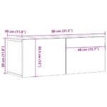 Meuble TV mural vieux bois 80x30x30 cm bois d'ingénierie – Image 8