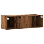 Meuble TV mural vieux bois 100x30x30 cm bois d'ingénierie – Image 4