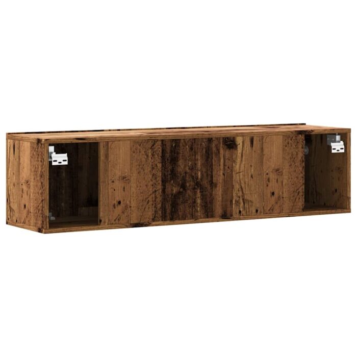 Meuble TV mural vieux bois 120x30x30 cm bois d'ingénierie – Image 4