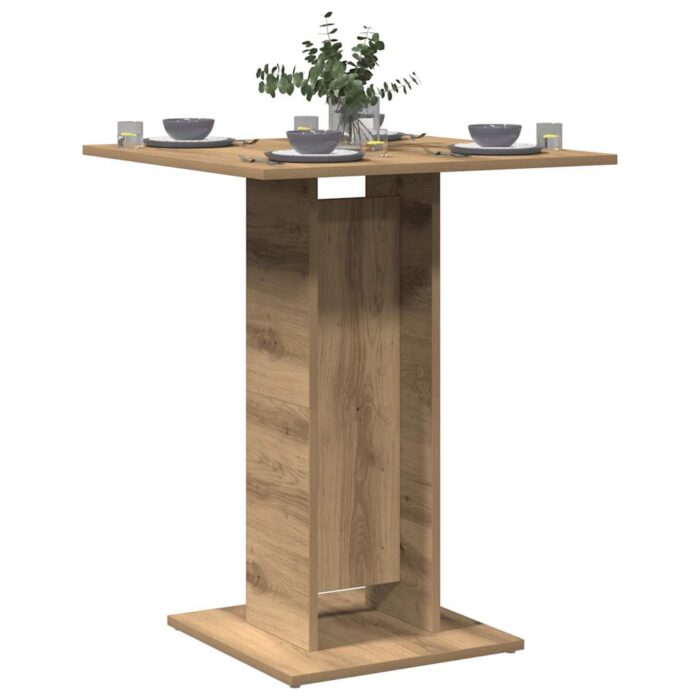 Table de bistro chêne artisanal 60x60x75 cm bois d'ingénierie – Image 1