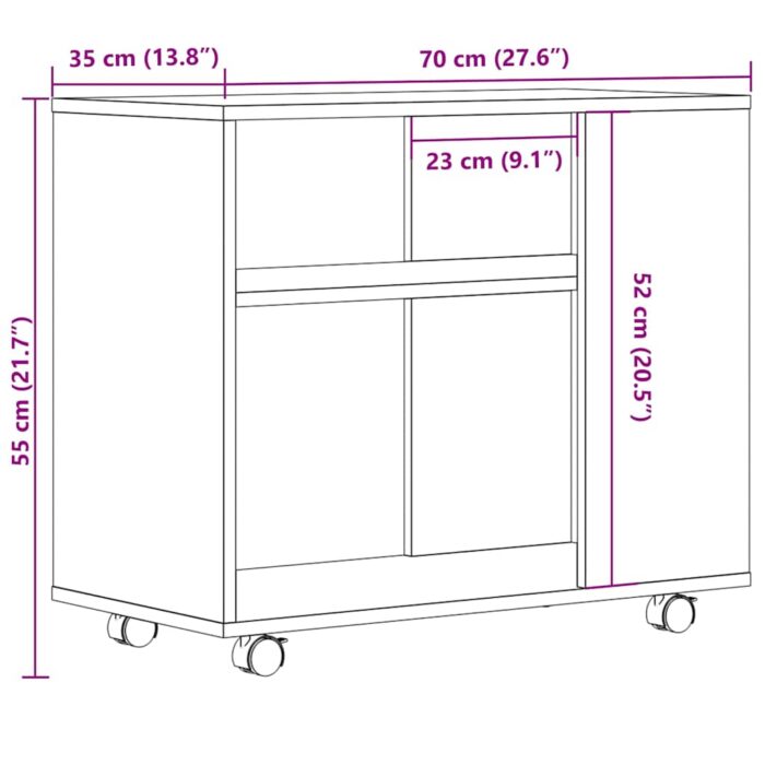 Table d'appoint vieux bois 70x35x55 cm bois d'ingénierie – Image 7