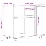 Table d'appoint chêne artisanal 70x35x55 cm bois d'ingénierie – Image 7