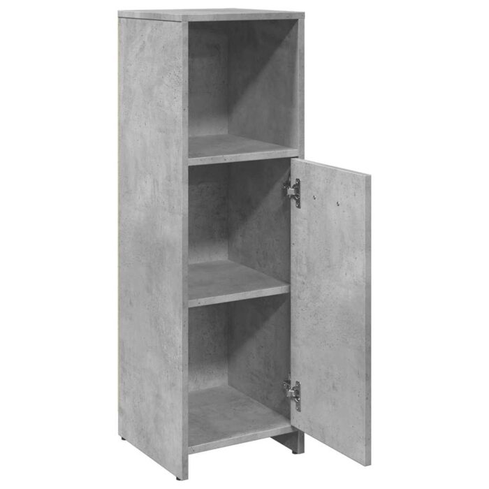 Armoire de salle de bain Gris béton 30x30x95 cm Aggloméré – Image 5
