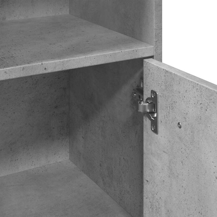 Armoire de salle de bain Gris béton 30x30x95 cm Aggloméré – Image 6