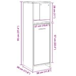 Armoire de salle de bain Gris béton 30x30x95 cm Aggloméré – Image 8