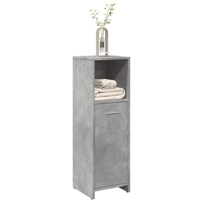 Armoire de salle de bain Gris béton 30x30x95 cm Aggloméré – Image 1