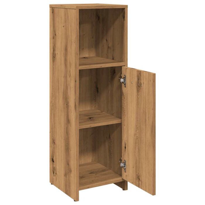 Armoire de bain chêne artisanal 30x30x95 cm bois d'ingénierie – Image 5