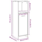 Armoire de bain chêne artisanal 30x30x95 cm bois d'ingénierie – Image 8