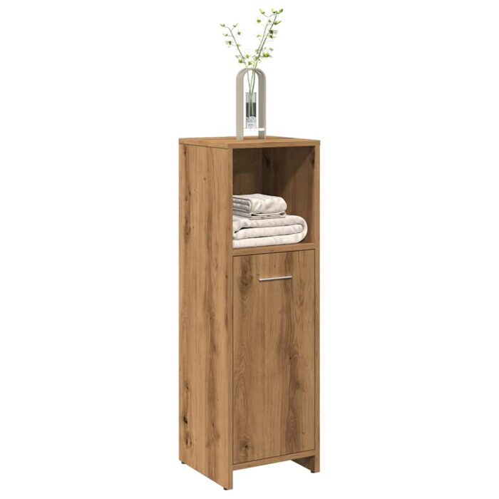Armoire de bain chêne artisanal 30x30x95 cm bois d'ingénierie – Image 1
