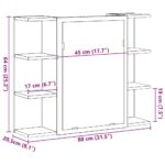 Armoire à miroir de bain Gris béton 80x20,5x64 cm Aggloméré – Image 10