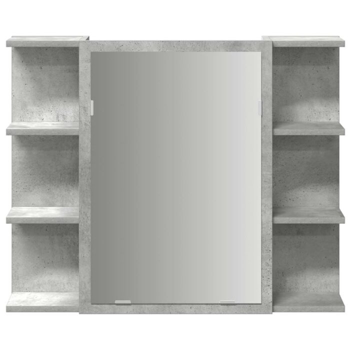 Armoire à miroir de bain Gris béton 80x20,5x64 cm Aggloméré – Image 2