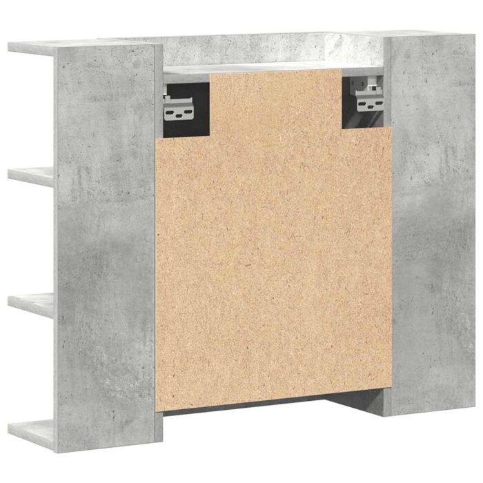 Armoire à miroir de bain Gris béton 80x20,5x64 cm Aggloméré – Image 4